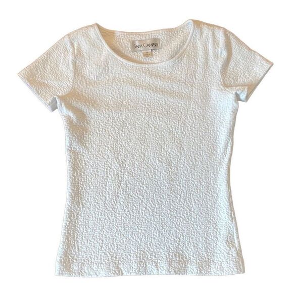 Sara Campbell white textured tshirt size xs - Picture 1 of 8